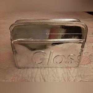 Glossier Silver Chrome Makeup Bag With Removable Organizer Zip Pockets